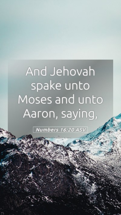 Picture 05 - Numbers 16:20 ASV Mobile Phone Wallpaper - And Jehovah spake unto Moses and unto Aaron, - Mobile Bible Verse Wallpaper