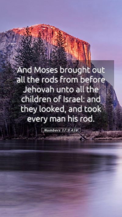Picture 05 - Numbers 17:9 ASV Mobile Phone Wallpaper - And Moses brought out all the rods from before - Mobile Bible Verse Wallpaper