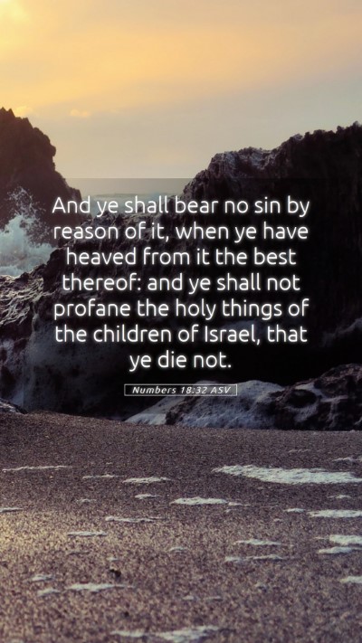 Picture 05 - Numbers 18:32 ASV Mobile Phone Wallpaper - And ye shall bear no sin by reason of it, when ye - Mobile Bible Verse Wallpaper