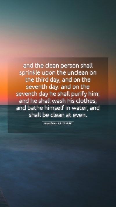 Picture 05 - Numbers 19:19 ASV Mobile Phone Wallpaper - and the clean person shall sprinkle upon the - Mobile Bible Verse Wallpaper