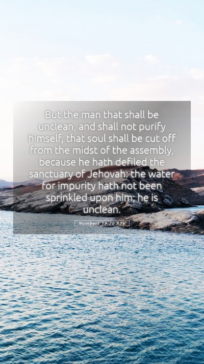 Picture 05 - Numbers 19:20 ASV Mobile Phone Wallpaper - But the man that shall be unclean, and shall not - Mobile Bible Verse Wallpaper