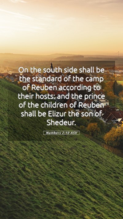 Picture 05 - Numbers 2:10 ASV Mobile Phone Wallpaper - On the south side shall be the standard of the - Mobile Bible Verse Wallpaper
