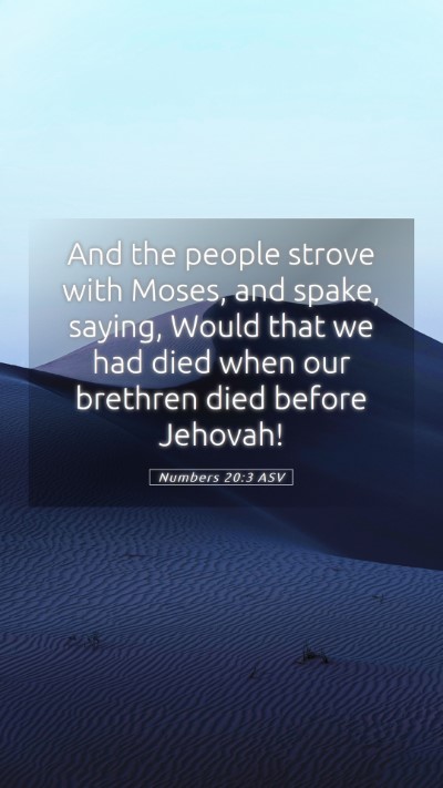 Picture 05 - Numbers 20:3 ASV Mobile Phone Wallpaper - And the people strove with Moses, and spake, - Mobile Bible Verse Wallpaper