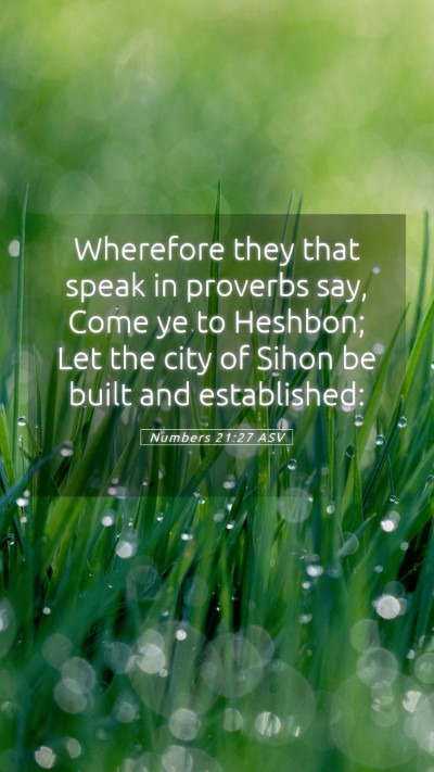 Picture 05 - Numbers 21:27 ASV Mobile Phone Wallpaper - Wherefore they that speak in proverbs say, Come - Mobile Bible Verse Wallpaper