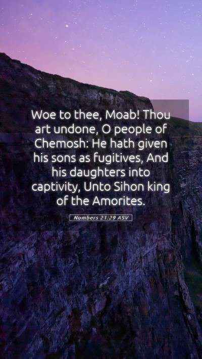 Picture 05 - Numbers 21:29 ASV Mobile Phone Wallpaper - Woe to thee, Moab! Thou art undone, O people of - Mobile Bible Verse Wallpaper