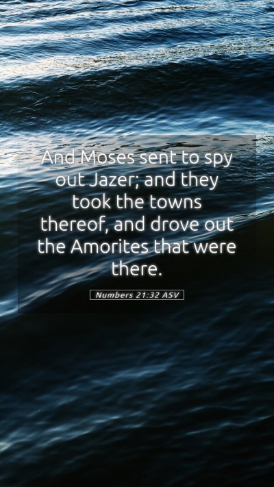 Picture 05 - Numbers 21:32 ASV Mobile Phone Wallpaper - And Moses sent to spy out Jazer; and they took - Mobile Bible Verse Wallpaper