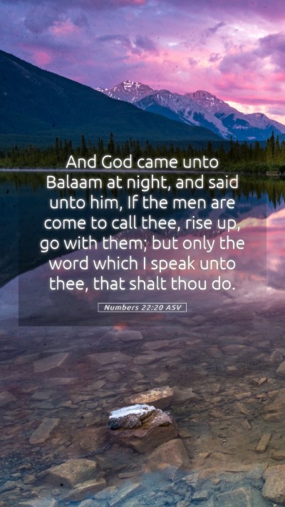 Picture 05 - Numbers 22:20 ASV Mobile Phone Wallpaper - And God came unto Balaam at night, and said unto - Mobile Bible Verse Wallpaper
