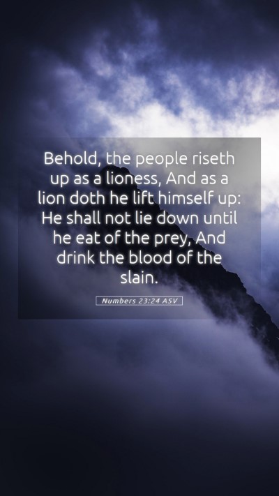 Picture 05 - Numbers 23:24 ASV Mobile Phone Wallpaper - Behold, the people riseth up as a lioness, And as - Mobile Bible Verse Wallpaper