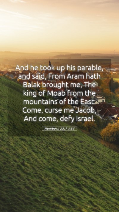 Picture 05 - Numbers 23:7 ASV Mobile Phone Wallpaper - And he took up his parable, and said, From Aram - Mobile Bible Verse Wallpaper
