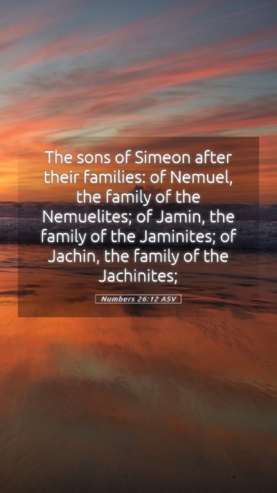 Picture 05 - Numbers 26:12 ASV Mobile Phone Wallpaper - The sons of Simeon after their families: of - Mobile Bible Verse Wallpaper
