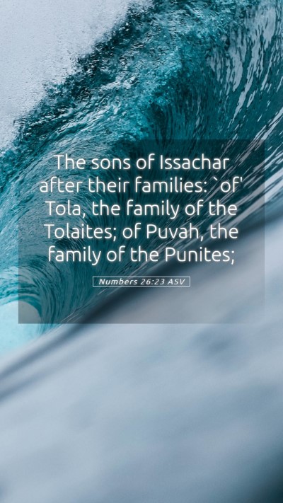 Picture 05 - Numbers 26:23 ASV Mobile Phone Wallpaper - The sons of Issachar after their families: `of' - Mobile Bible Verse Wallpaper