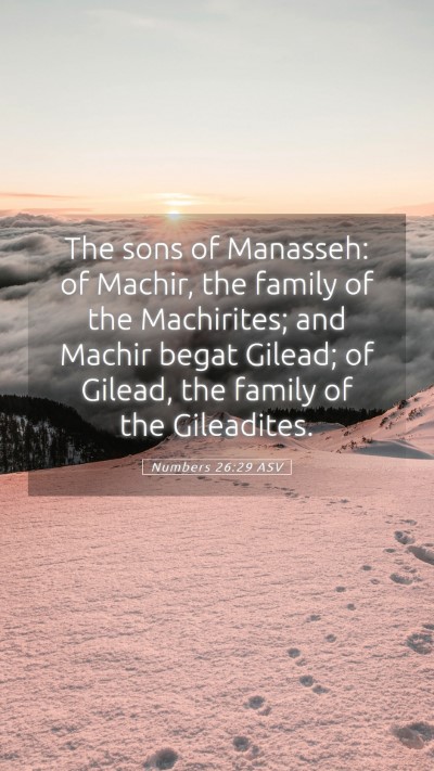Picture 05 - Numbers 26:29 ASV Mobile Phone Wallpaper - The sons of Manasseh: of Machir, the family of - Mobile Bible Verse Wallpaper
