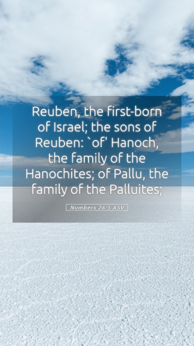 Picture 05 - Numbers 26:5 ASV Mobile Phone Wallpaper - Reuben, the first-born of Israel; the sons of - Mobile Bible Verse Wallpaper