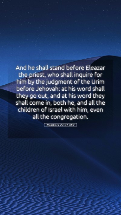 Picture 05 - Numbers 27:21 ASV Mobile Phone Wallpaper - And he shall stand before Eleazar the priest, who - Mobile Bible Verse Wallpaper