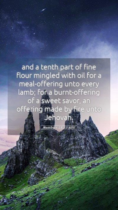 Picture 05 - Numbers 28:13 ASV Mobile Phone Wallpaper - and a tenth part of fine flour mingled with oil - Mobile Bible Verse Wallpaper