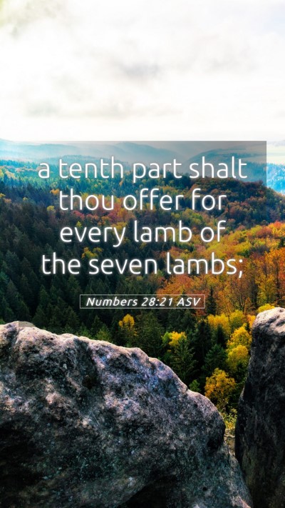 Picture 05 - Numbers 28:21 ASV Mobile Phone Wallpaper - a tenth part shalt thou offer for every lamb of - Mobile Bible Verse Wallpaper