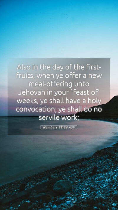 Picture 05 - Numbers 28:26 ASV Mobile Phone Wallpaper - Also in the day of the first-fruits, when ye - Mobile Bible Verse Wallpaper