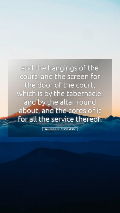 Picture 05 - Numbers 3:26 ASV Mobile Phone Wallpaper - and the hangings of the court, and the screen for - Mobile Bible Verse Wallpaper