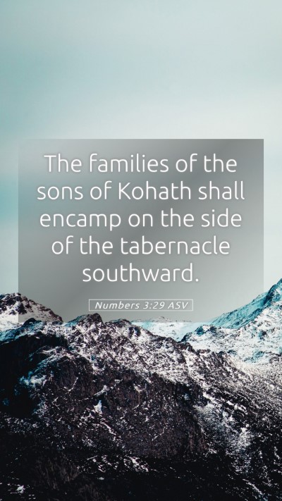 Picture 05 - Numbers 3:29 ASV Mobile Phone Wallpaper - The families of the sons of Kohath shall encamp - Mobile Bible Verse Wallpaper