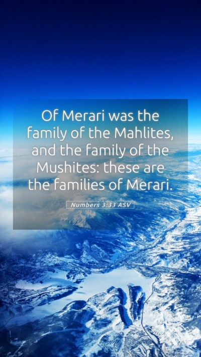 Picture 05 - Numbers 3:33 ASV Mobile Phone Wallpaper - Of Merari was the family of the Mahlites, and the - Mobile Bible Verse Wallpaper
