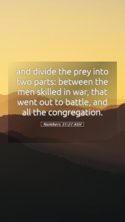 Picture 05 - Numbers 31:27 ASV Mobile Phone Wallpaper - and divide the prey into two parts: between the - Mobile Bible Verse Wallpaper