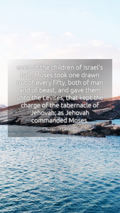 Picture 05 - Numbers 31:47 ASV Mobile Phone Wallpaper - even of the children of Israel's half, Moses took - Mobile Bible Verse Wallpaper