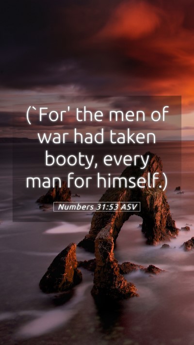 Picture 05 - Numbers 31:53 ASV Mobile Phone Wallpaper - (`For' the men of war had taken booty, every man - Mobile Bible Verse Wallpaper