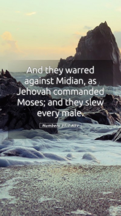 Picture 05 - Numbers 31:7 ASV Mobile Phone Wallpaper - And they warred against Midian, as Jehovah - Mobile Bible Verse Wallpaper