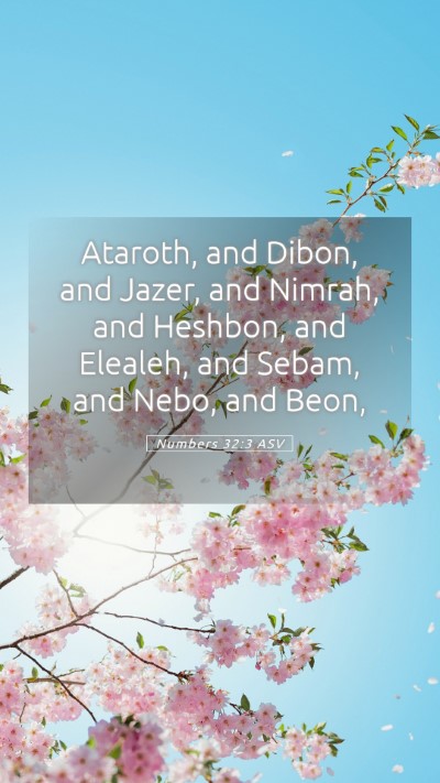 Picture 05 - Numbers 32:3 ASV Mobile Phone Wallpaper - Ataroth, and Dibon, and Jazer, and Nimrah, and - Mobile Bible Verse Wallpaper