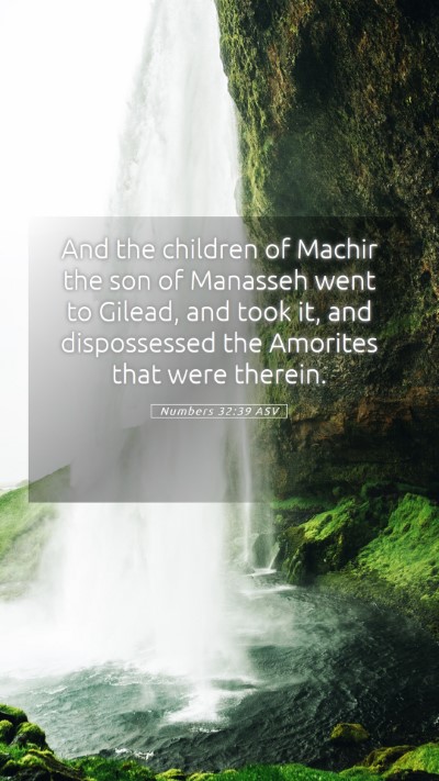 Picture 05 - Numbers 32:39 ASV Mobile Phone Wallpaper - And the children of Machir the son of Manasseh - Mobile Bible Verse Wallpaper