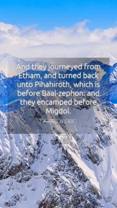 Picture 05 - Numbers 33:7 ASV Mobile Phone Wallpaper - And they journeyed from Etham, and turned back - Mobile Bible Verse Wallpaper