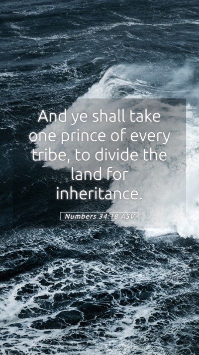 Picture 05 - Numbers 34:18 ASV Mobile Phone Wallpaper - And ye shall take one prince of every tribe, to - Mobile Bible Verse Wallpaper