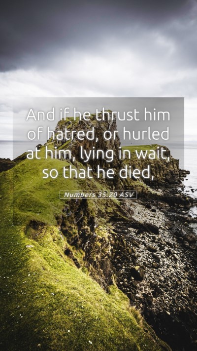 Picture 05 - Numbers 35:20 ASV Mobile Phone Wallpaper - And if he thrust him of hatred, or hurled at him, - Mobile Bible Verse Wallpaper