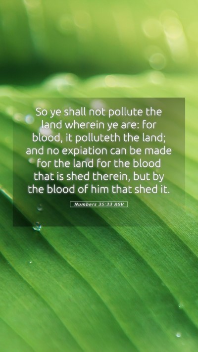 Picture 05 - Numbers 35:33 ASV Mobile Phone Wallpaper - So ye shall not pollute the land wherein ye are: - Mobile Bible Verse Wallpaper