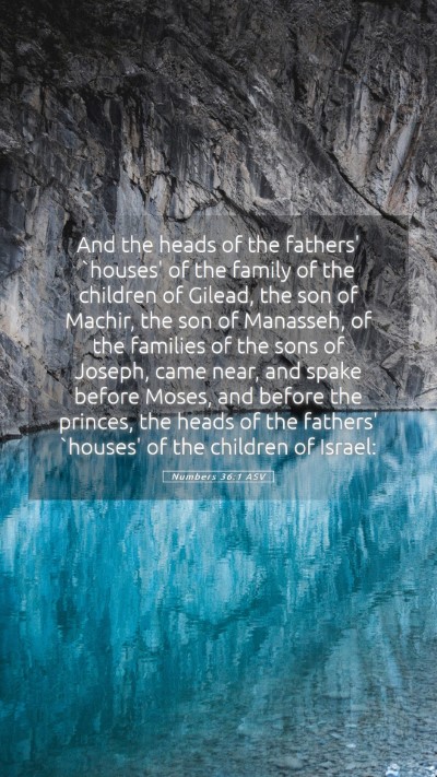 Picture 05 - Numbers 36:1 ASV Mobile Phone Wallpaper - And the heads of the fathers' `houses' of the - Mobile Bible Verse Wallpaper