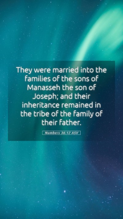 Picture 05 - Numbers 36:12 ASV Mobile Phone Wallpaper - They were married into the families of the sons - Mobile Bible Verse Wallpaper