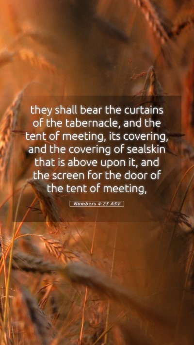 Picture 05 - Numbers 4:25 ASV Mobile Phone Wallpaper - they shall bear the curtains of the tabernacle, - Mobile Bible Verse Wallpaper
