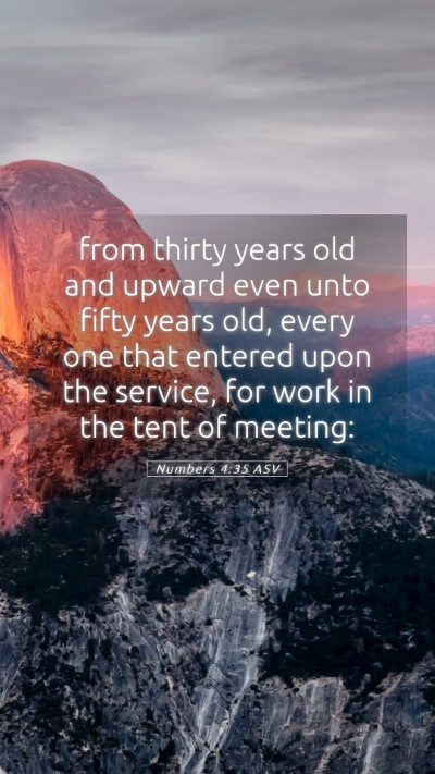 Picture 05 - Numbers 4:35 ASV Mobile Phone Wallpaper - from thirty years old and upward even unto fifty - Mobile Bible Verse Wallpaper