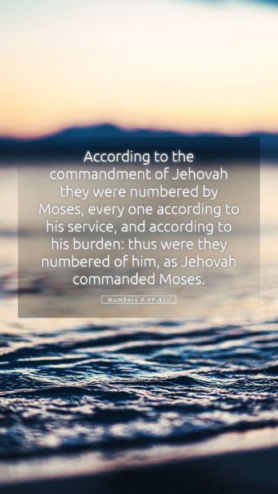 Picture 05 - Numbers 4:49 ASV Mobile Phone Wallpaper - According to the commandment of Jehovah they were - Mobile Bible Verse Wallpaper