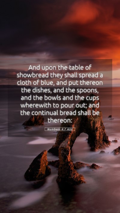 Picture 05 - Numbers 4:7 ASV Mobile Phone Wallpaper - And upon the table of showbread they shall spread - Mobile Bible Verse Wallpaper