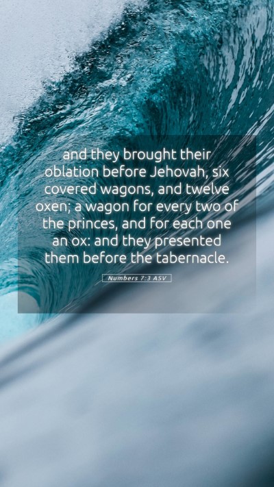 Picture 05 - Numbers 7:3 ASV Mobile Phone Wallpaper - and they brought their oblation before Jehovah, - Mobile Bible Verse Wallpaper