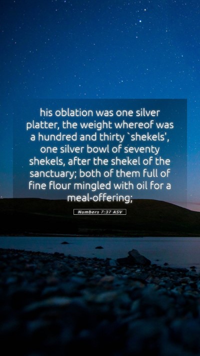 Picture 05 - Numbers 7:37 ASV Mobile Phone Wallpaper - his oblation was one silver platter, the weight - Mobile Bible Verse Wallpaper