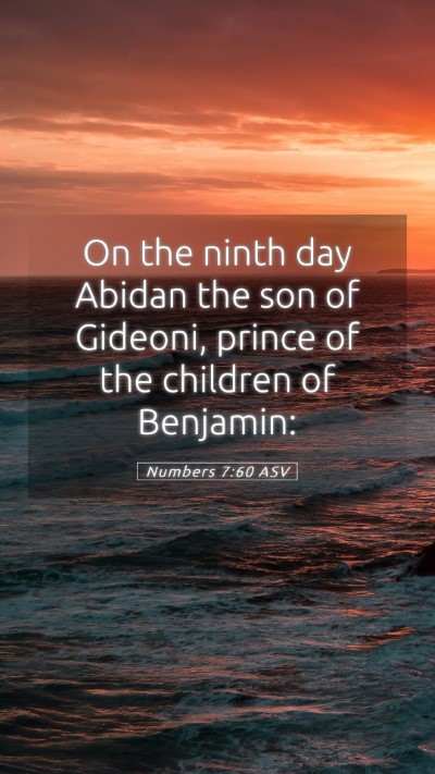 Picture 05 - Numbers 7:60 ASV Mobile Phone Wallpaper - On the ninth day Abidan the son of Gideoni, - Mobile Bible Verse Wallpaper
