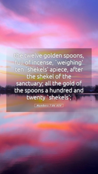 Picture 05 - Numbers 7:86 ASV Mobile Phone Wallpaper - the twelve golden spoons, full of incense, - Mobile Bible Verse Wallpaper