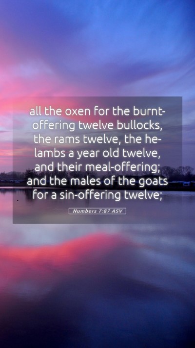 Picture 05 - Numbers 7:87 ASV Mobile Phone Wallpaper - all the oxen for the burnt-offering twelve - Mobile Bible Verse Wallpaper