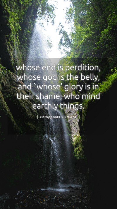 Picture 05 - Philippians 3:19 ASV Mobile Phone Wallpaper - whose end is perdition, whose god is the belly, - Mobile Bible Verse Wallpaper