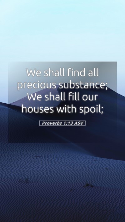 Picture 05 - Proverbs 1:13 ASV Mobile Phone Wallpaper - We shall find all precious substance; We shall - Mobile Bible Verse Wallpaper