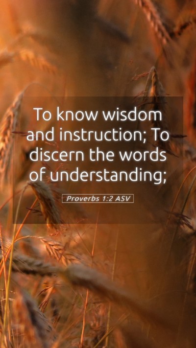 Picture 05 - Proverbs 1:2 ASV Mobile Phone Wallpaper - To know wisdom and instruction; To discern the - Mobile Bible Verse Wallpaper