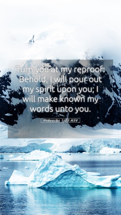 Picture 05 - Proverbs 1:23 ASV Mobile Phone Wallpaper - Turn you at my reproof: Behold, I will pour out - Mobile Bible Verse Wallpaper