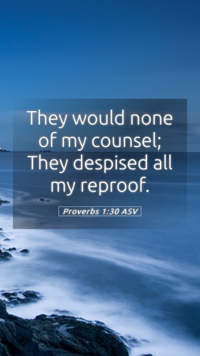 Picture 05 - Proverbs 1:30 ASV Mobile Phone Wallpaper - They would none of my counsel; They despised all - Mobile Bible Verse Wallpaper